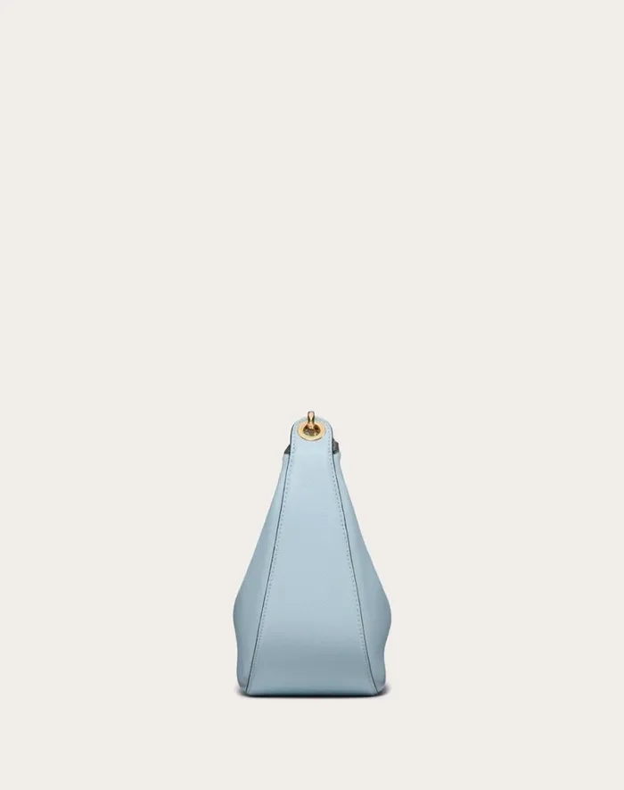 Valentino Shoulder Bags Woman Small Vlogo Moon Hobo Bag In Grainy Calfskin With Chain For Woman In Porcelain Blue Porcelain Blue