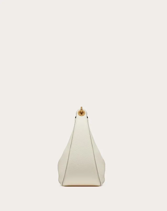 Valentino Shoulder Bags Woman Small Vlogo Moon Hobo Bag In Grainy Calfskin With Chain For Woman In Porcelain Blue Porcelain Blue