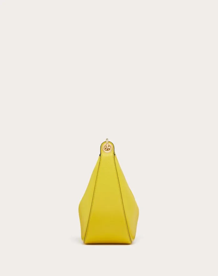 Valentino Shoulder Bags Woman Small Vlogo Moon Hobo Bag In Grainy Calfskin With Chain For Woman In Porcelain Blue Porcelain Blue
