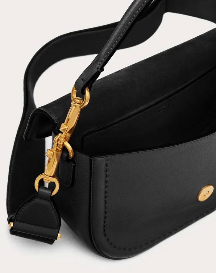 Valentino Shoulder Bags Woman Valentino Garavani Alltime Grainy Calfskin Shoulder Bag For Woman In Black Black Valentino Shoulder Bags Woman Valentino Garavani Alltime Grainy Calfskin Shoulder Bag For Woman In Black Black