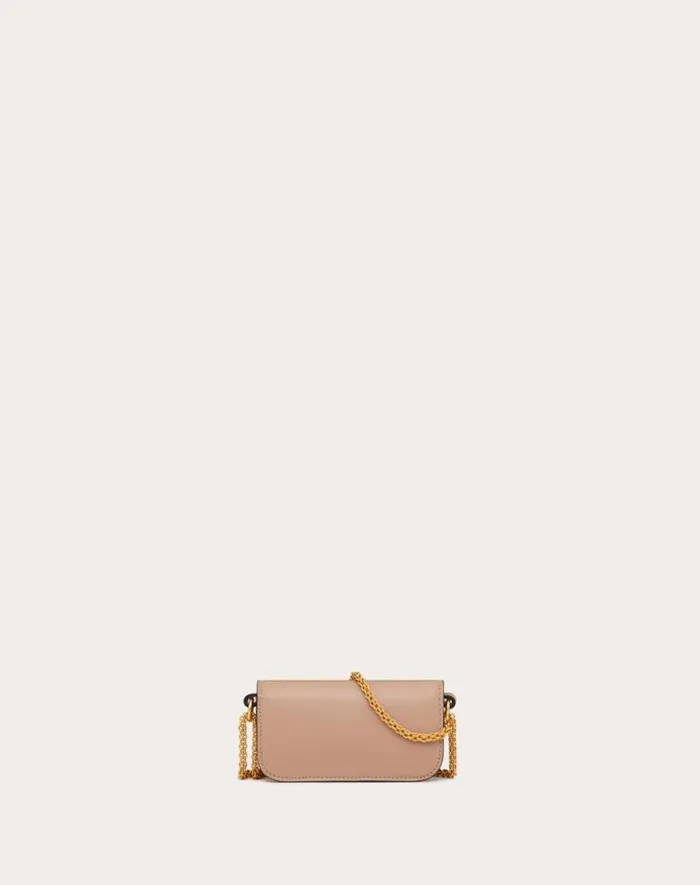 Valentino Shoulder Bags Woman Valentino Garavani Loc Micro Bag In Calfskin Leather With Chain For Woman In Rose Cannelle Rose Cannelle