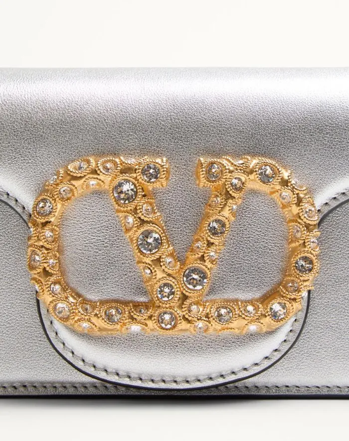 Valentino Shoulder Bags Woman Valentino Garavani Loc Small Shoulder Bag In Laminated Calfskin With Jewel Logo For Woman In Rose Violet Rose Violet Valentino Shoulder Bags Woman Valentino Garavani Loc Small Shoulder Bag In Laminated Calfskin With Jewel Logo For Woman In Rose Violet Rose Violet