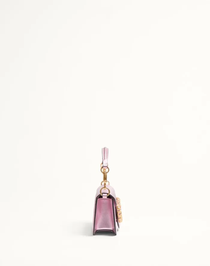 Valentino Shoulder Bags Woman Valentino Garavani Loc Small Shoulder Bag In Laminated Calfskin With Jewel Logo For Woman In Rose Violet Rose Violet Valentino Shoulder Bags Woman Valentino Garavani Loc Small Shoulder Bag In Laminated Calfskin With Jewel Logo For Woman In Rose Violet Rose Violet