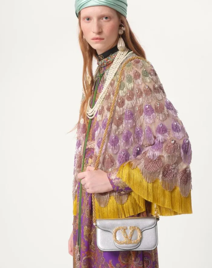 Valentino Shoulder Bags Woman Valentino Garavani Loc Small Shoulder Bag In Laminated Calfskin With Jewel Logo For Woman In Rose Violet Rose Violet Valentino Shoulder Bags Woman Valentino Garavani Loc Small Shoulder Bag In Laminated Calfskin With Jewel Logo For Woman In Rose Violet Rose Violet