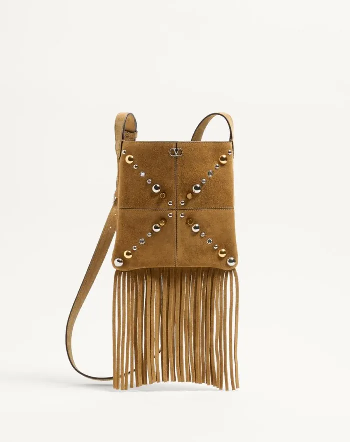 Valentino Shoulder Bags Woman Valentino Garavani Nellcte Small Shoulder Bag In Suede With Fringes For Woman In Havana Beige Havana Beige Valentino Shoulder Bags Woman Valentino Garavani Nellcte Small Shoulder Bag In Suede With Fringes For Woman In Havana Beige Havana Beige