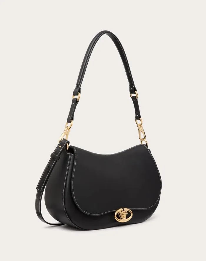 Valentino Shoulder Bags Woman Valentino Garavani Ohval Medium Shoulder Bag In Nappa Calfskin For Woman In Black Black Valentino Shoulder Bags Woman Valentino Garavani Ohval Medium Shoulder Bag In Nappa Calfskin For Woman In Black Black