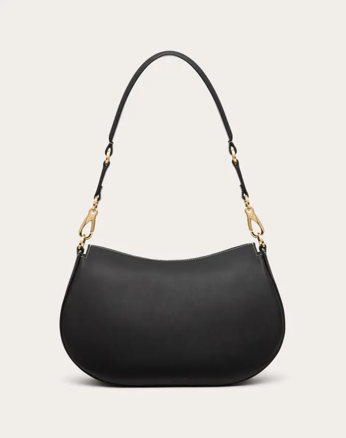 Valentino Shoulder Bags Woman Valentino Garavani Ohval Medium Shoulder Bag In Nappa Calfskin For Woman In Black Black Valentino Shoulder Bags Woman Valentino Garavani Ohval Medium Shoulder Bag In Nappa Calfskin For Woman In Black Black