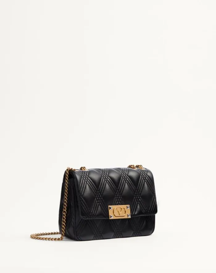 Valentino Shoulder Bags Woman Valentino Garavani Quiltie 67 Medium Shoulder Bag In Quilted Nappa Leather For Woman In Rose Cannelle Rose Cannelle