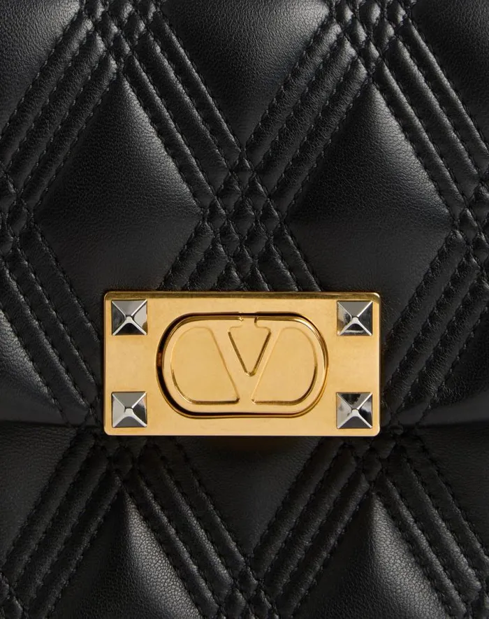 Valentino Shoulder Bags Woman Valentino Garavani Quiltie 67 Medium Shoulder Bag In Quilted Nappa Leather For Woman In Rose Cannelle Rose Cannelle