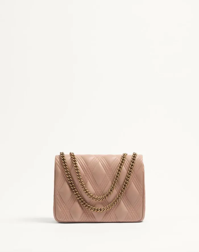 Valentino Shoulder Bags Woman Valentino Garavani Quiltie 67 Medium Shoulder Bag In Quilted Nappa Leather For Woman In Rose Cannelle Rose Cannelle