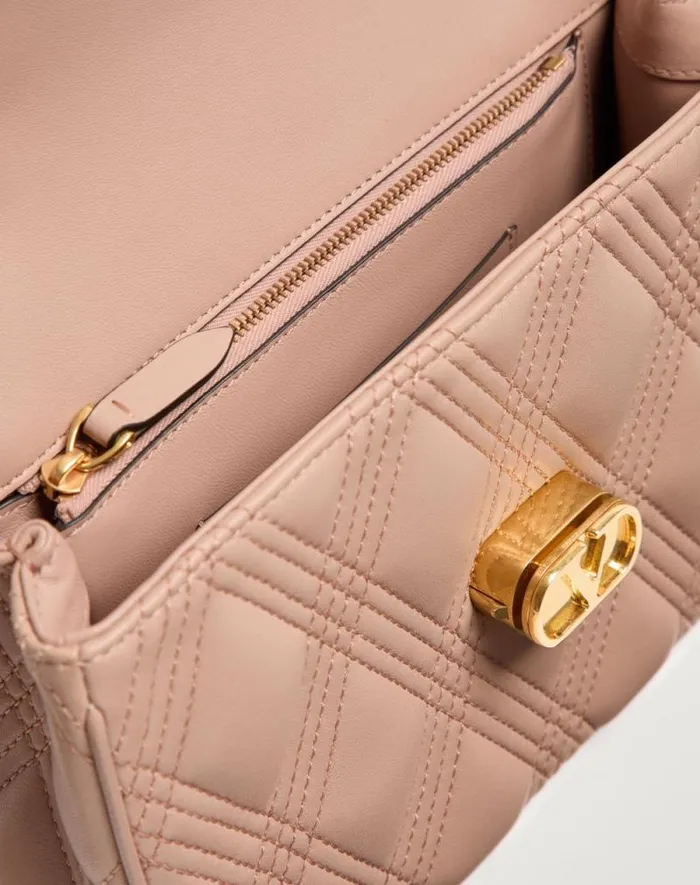 Valentino Shoulder Bags Woman Valentino Garavani Quiltie 67 Medium Shoulder Bag In Quilted Nappa Leather For Woman In Rose Cannelle Rose Cannelle