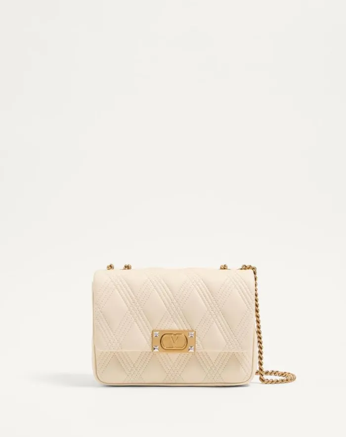 Valentino Shoulder Bags Woman Valentino Garavani Quiltie 67 Medium Shoulder Bag In Quilted Nappa Leather For Woman In Rose Cannelle Rose Cannelle