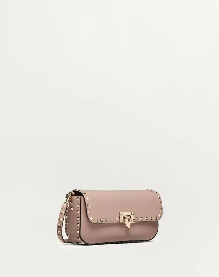 Valentino Shoulder Bags Woman Valentino Garavani Rockstud Grainy Calfskin Shoulder Bag For Woman In Black Black Valentino Shoulder Bags Woman Valentino Garavani Rockstud Grainy Calfskin Shoulder Bag For Woman In Black Black