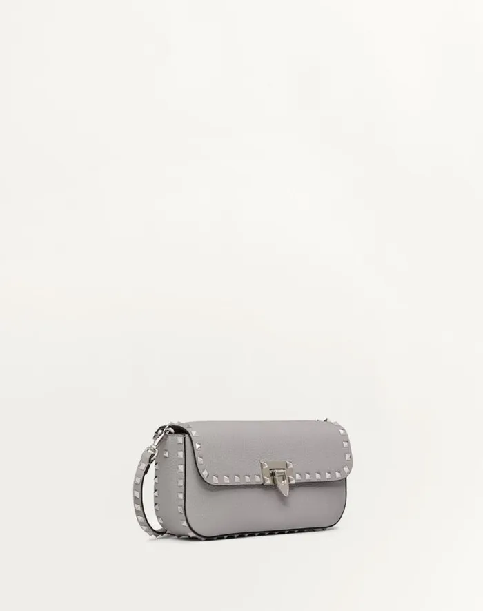 Valentino Shoulder Bags Woman Valentino Garavani Rockstud Grainy Calfskin Shoulder Bag For Woman In Grey Grey Valentino Shoulder Bags Woman Valentino Garavani Rockstud Grainy Calfskin Shoulder Bag For Woman In Grey Grey