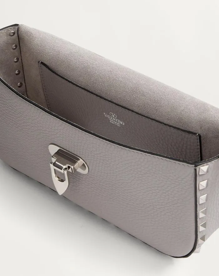 Valentino Shoulder Bags Woman Valentino Garavani Rockstud Grainy Calfskin Shoulder Bag For Woman In Grey Grey Valentino Shoulder Bags Woman Valentino Garavani Rockstud Grainy Calfskin Shoulder Bag For Woman In Grey Grey