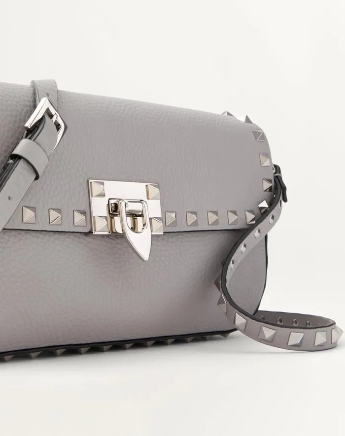 Valentino Shoulder Bags Woman Valentino Garavani Rockstud Grainy Calfskin Shoulder Bag For Woman In Grey Grey Valentino Shoulder Bags Woman Valentino Garavani Rockstud Grainy Calfskin Shoulder Bag For Woman In Grey Grey