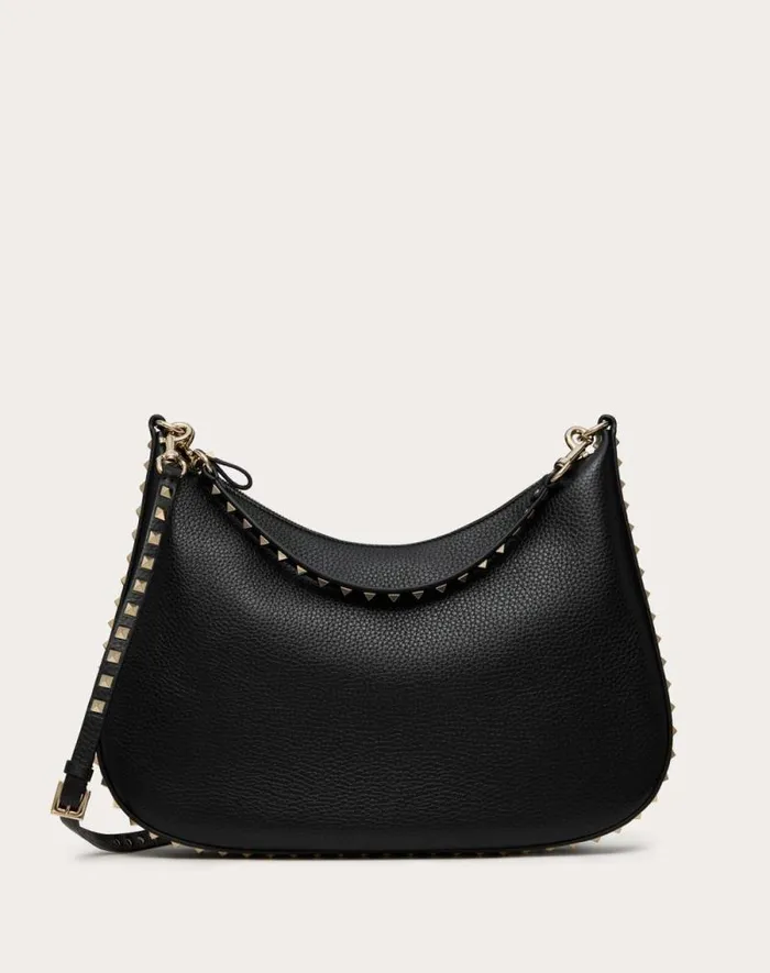 Valentino Shoulder Bags Woman Valentino Garavani Rockstud Hobo Bag In Grainy Calfskin For Woman In Almond Almond Valentino Shoulder Bags Woman Valentino Garavani Rockstud Hobo Bag In Grainy Calfskin For Woman In Almond Almond