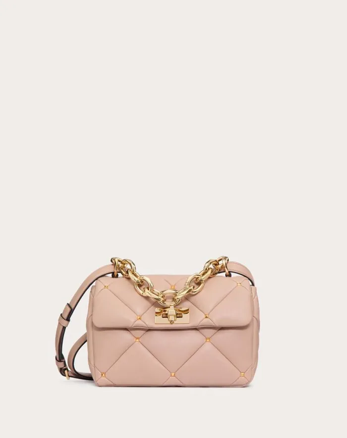 Valentino Shoulder Bags Woman Valentino Garavani Roman Stud Bag In Nappa Patchwork For Woman In Black Black Valentino Shoulder Bags Woman Valentino Garavani Roman Stud Bag In Nappa Patchwork For Woman In Black Black
