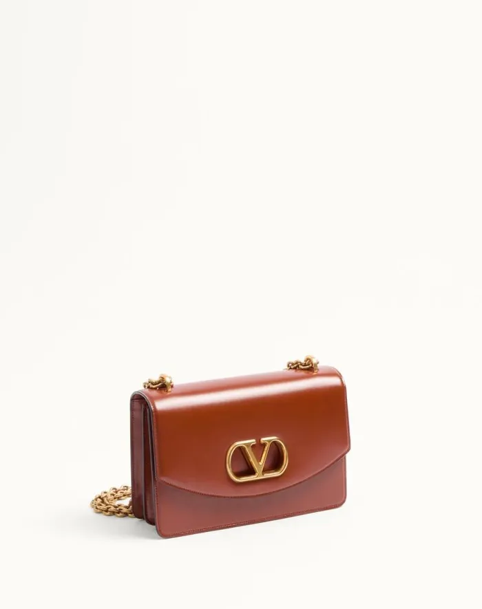 Valentino Shoulder Bags Woman Valentino Garavani Vain Shoulder Bag In Shiny Calfskin For Woman In Black Black