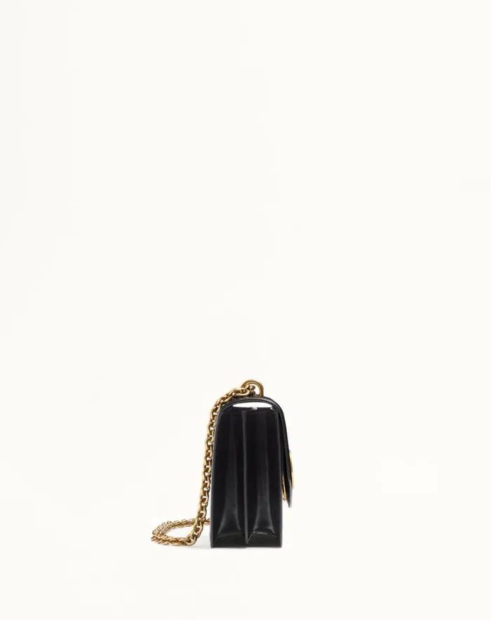 Valentino Shoulder Bags Woman Valentino Garavani Vain Shoulder Bag In Shiny Calfskin For Woman In Black Black