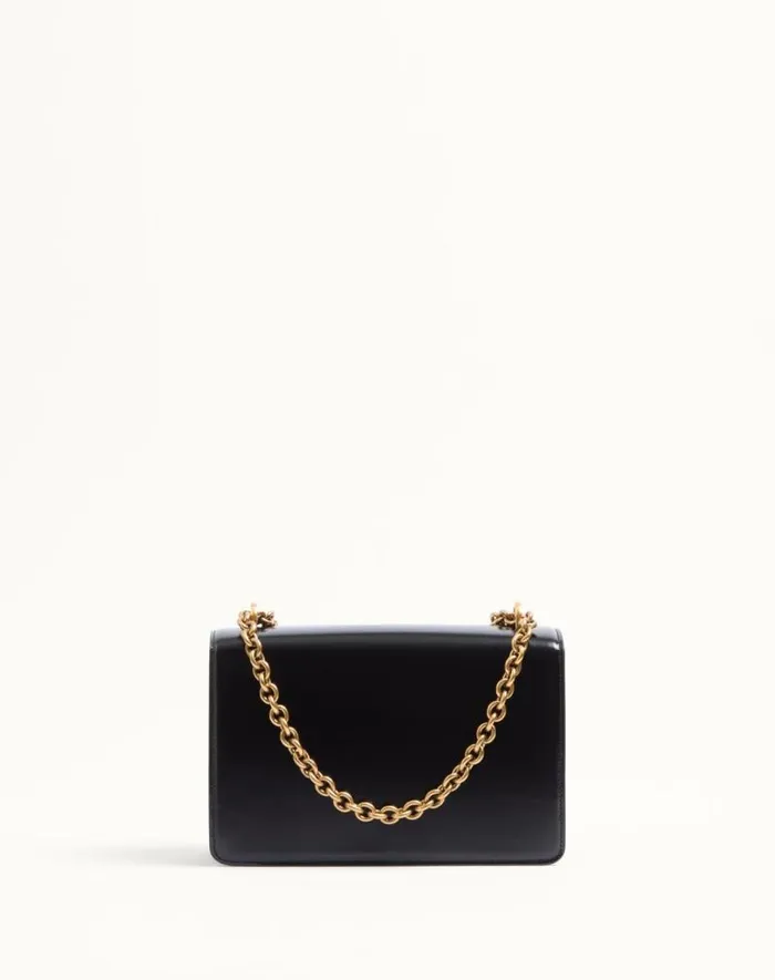 Valentino Shoulder Bags Woman Valentino Garavani Vain Shoulder Bag In Shiny Calfskin For Woman In Black Black