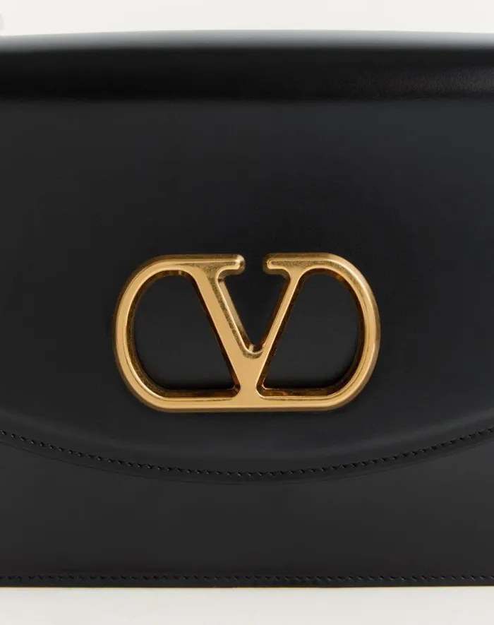Valentino Shoulder Bags Woman Valentino Garavani Vain Shoulder Bag In Shiny Calfskin For Woman In Black Black