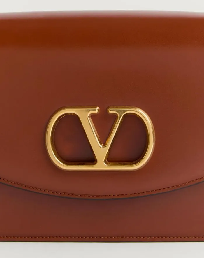 Valentino Shoulder Bags Woman Valentino Garavani Vain Shoulder Bag In Shiny Calfskin For Woman In Brown Brown Valentino Shoulder Bags Woman Valentino Garavani Vain Shoulder Bag In Shiny Calfskin For Woman In Brown Brown