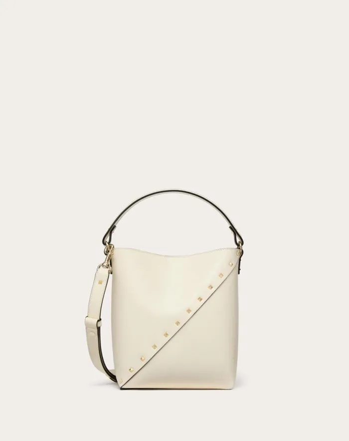 Valentino Shoulder Bags Woman Valentino Garavani Valentino Garavani Rockstud Wispy Calfskin Bucket Bag For Woman In Ivory Ivory Valentino Shoulder Bags Woman Valentino Garavani Valentino Garavani Rockstud Wispy Calfskin Bucket Bag For Woman In Ivory Ivory