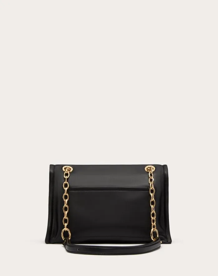 Valentino Shoulder Bags Woman Vlogo Chain Nappa Leather Shoulder Bag With Chain For Woman In Black Black Valentino Shoulder Bags Woman Vlogo Chain Nappa Leather Shoulder Bag With Chain For Woman In Black Black