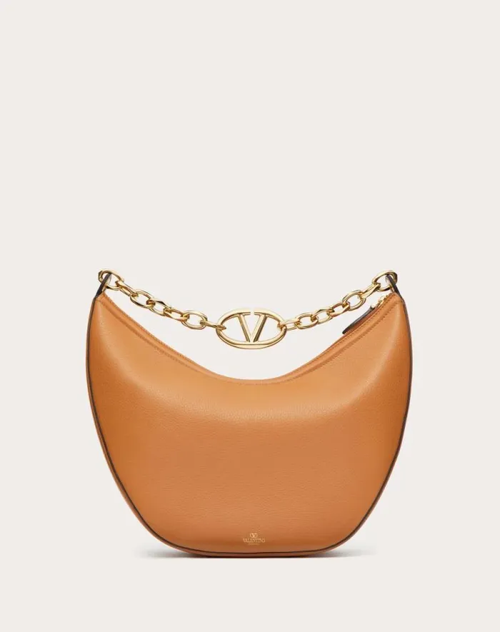 Valentino Shoulder Bags Woman Vlogo Moon Medium Grainy Calfskin Hobo Bag With Chain For Woman In Black Black Valentino Shoulder Bags Woman Vlogo Moon Medium Grainy Calfskin Hobo Bag With Chain For Woman In Black Black