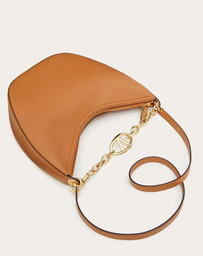 Valentino Shoulder Bags Woman Vlogo Moon Medium Grainy Calfskin Hobo Bag With Chain For Woman In Black Black Valentino Shoulder Bags Woman Vlogo Moon Medium Grainy Calfskin Hobo Bag With Chain For Woman In Black Black