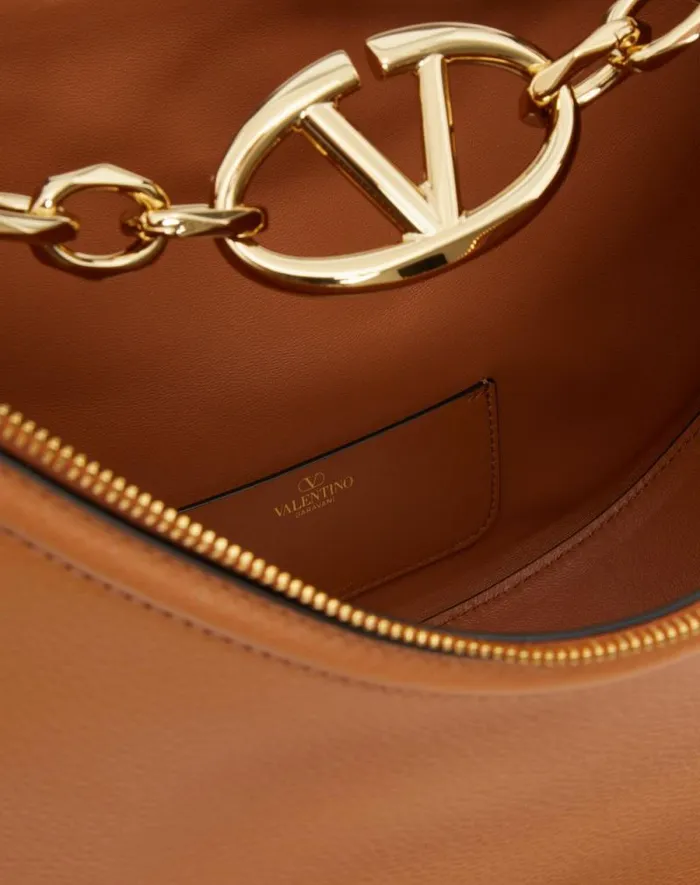 Valentino Shoulder Bags Woman Vlogo Moon Medium Grainy Calfskin Hobo Bag With Chain For Woman In Black Black Valentino Shoulder Bags Woman Vlogo Moon Medium Grainy Calfskin Hobo Bag With Chain For Woman In Black Black