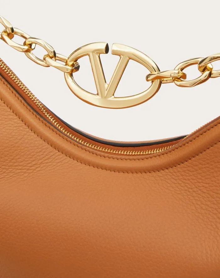 Valentino Shoulder Bags Woman Vlogo Moon Medium Grainy Calfskin Hobo Bag With Chain For Woman In Black Black Valentino Shoulder Bags Woman Vlogo Moon Medium Grainy Calfskin Hobo Bag With Chain For Woman In Black Black