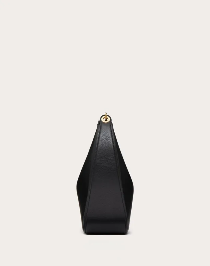 Valentino Shoulder Bags Woman Vlogo Moon Medium Grainy Calfskin Hobo Bag With Chain For Woman In Black Black Valentino Shoulder Bags Woman Vlogo Moon Medium Grainy Calfskin Hobo Bag With Chain For Woman In Black Black