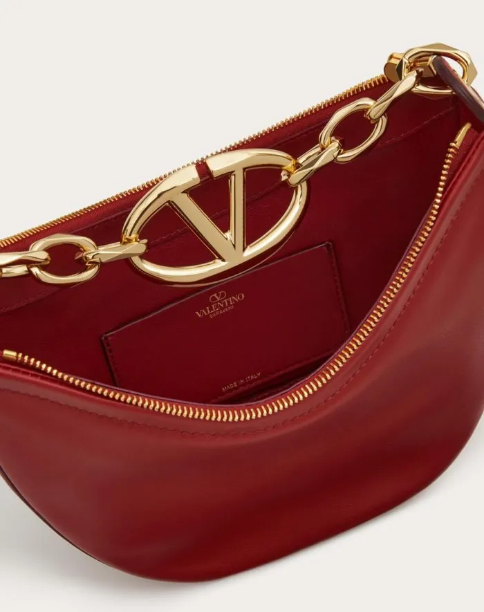 Valentino Shoulder Bags Woman Vlogo Moon Mini Hobo Bag In Nappa Leather With Chain For Woman In Ivory Ivory