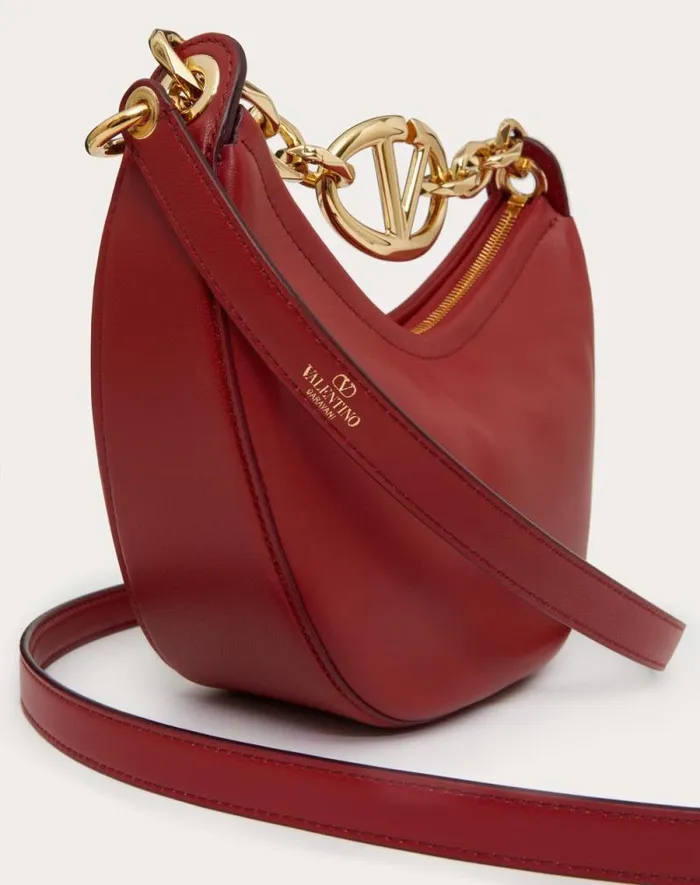 Valentino Shoulder Bags Woman Vlogo Moon Mini Hobo Bag In Nappa Leather With Chain For Woman In Ivory Ivory