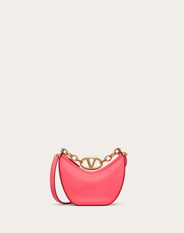 Valentino Shoulder Bags Woman Vlogo Moon Mini Hobo Bag In Nappa Leather With Chain For Woman In Ivory Ivory