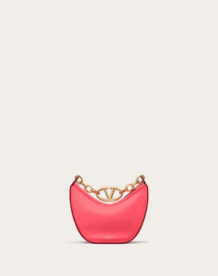 Valentino Shoulder Bags Woman Vlogo Moon Mini Hobo Bag In Nappa Leather With Chain For Woman In Ivory Ivory