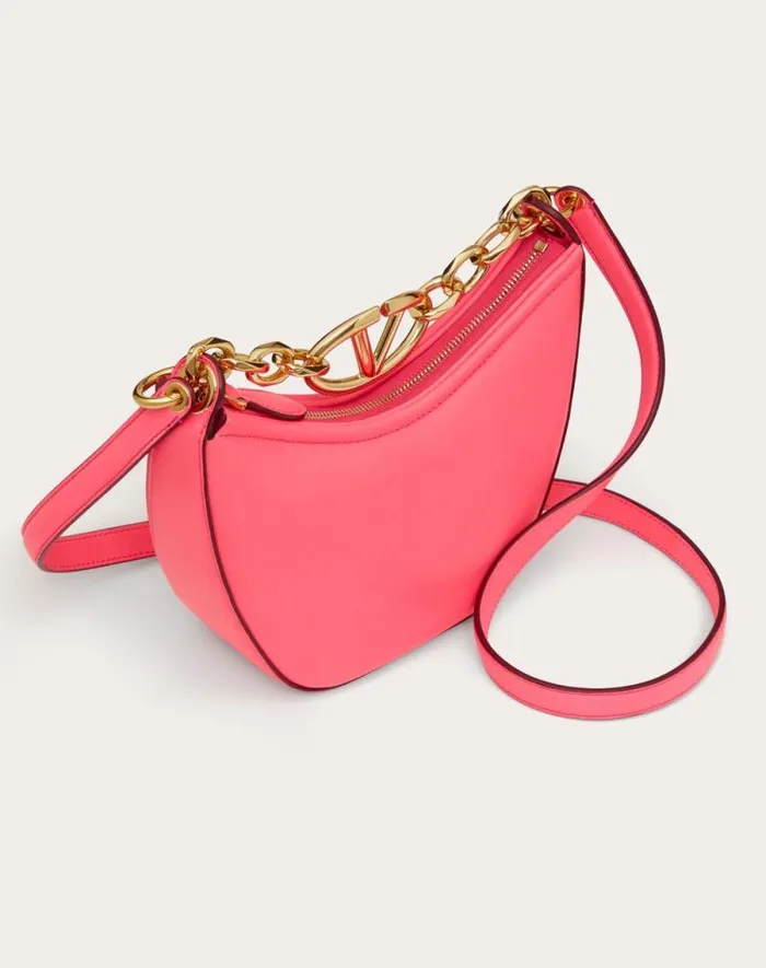 Valentino Shoulder Bags Woman Vlogo Moon Mini Hobo Bag In Nappa Leather With Chain For Woman In Ivory Ivory