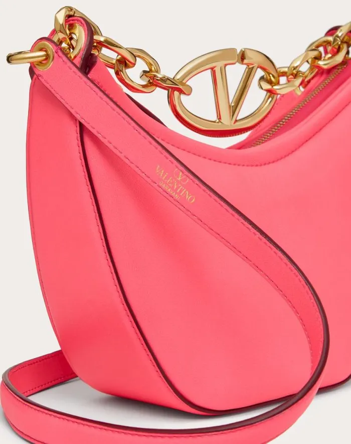 Valentino Shoulder Bags Woman Vlogo Moon Mini Hobo Bag In Nappa Leather With Chain For Woman In Ivory Ivory