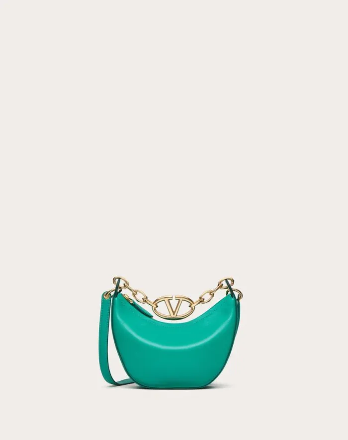 Valentino Shoulder Bags Woman Vlogo Moon Mini Hobo Bag In Nappa Leather With Chain For Woman In Ivory Ivory