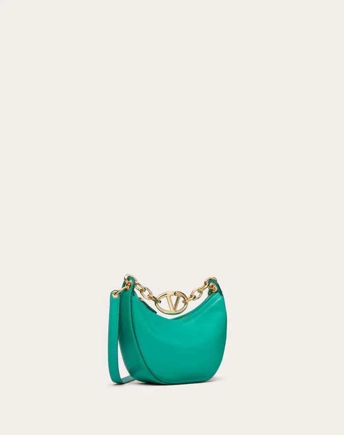 Valentino Shoulder Bags Woman Vlogo Moon Mini Hobo Bag In Nappa Leather With Chain For Woman In Ivory Ivory