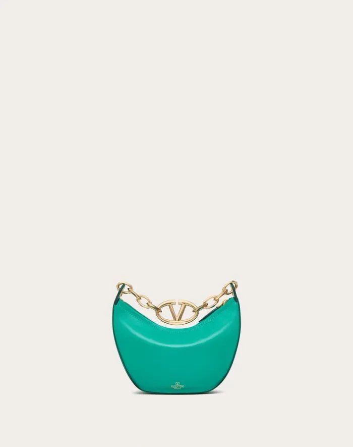 Valentino Shoulder Bags Woman Vlogo Moon Mini Hobo Bag In Nappa Leather With Chain For Woman In Ivory Ivory