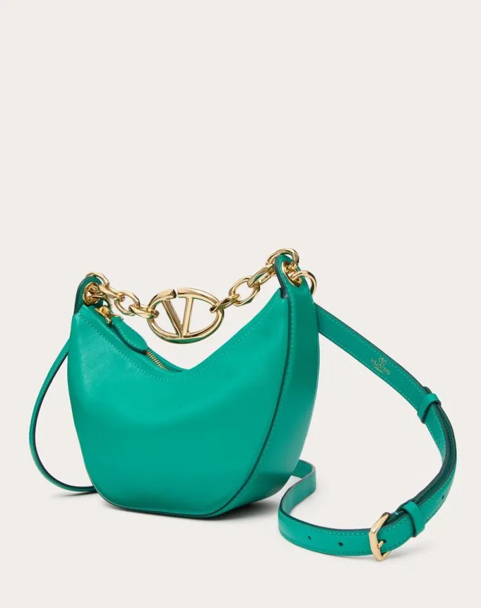 Valentino Shoulder Bags Woman Vlogo Moon Mini Hobo Bag In Nappa Leather With Chain For Woman In Ivory Ivory