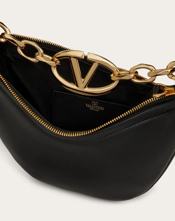 Valentino Shoulder Bags Woman Vlogo Moon Mini Hobo Bag In Nappa Leather With Chain For Woman In Ivory Ivory