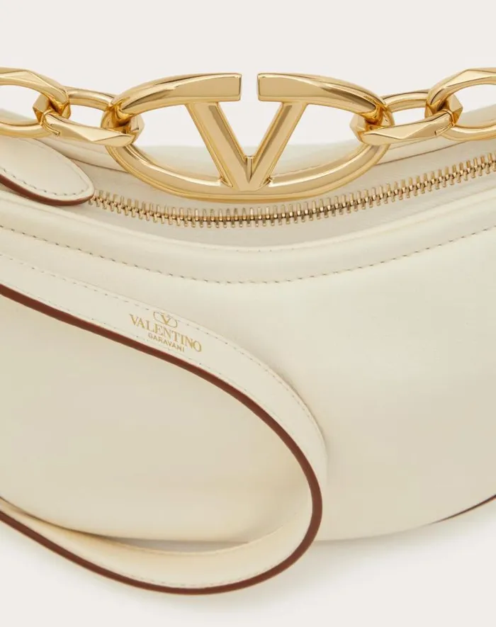 Valentino Shoulder Bags Woman Vlogo Moon Mini Hobo Bag In Nappa Leather With Chain For Woman In Ivory Ivory