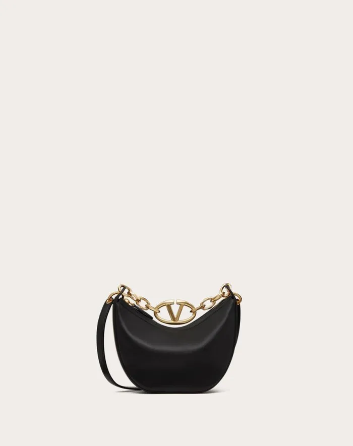 Valentino Shoulder Bags Woman Vlogo Moon Mini Hobo Bag In Nappa Leather With Chain For Woman In Ivory Ivory