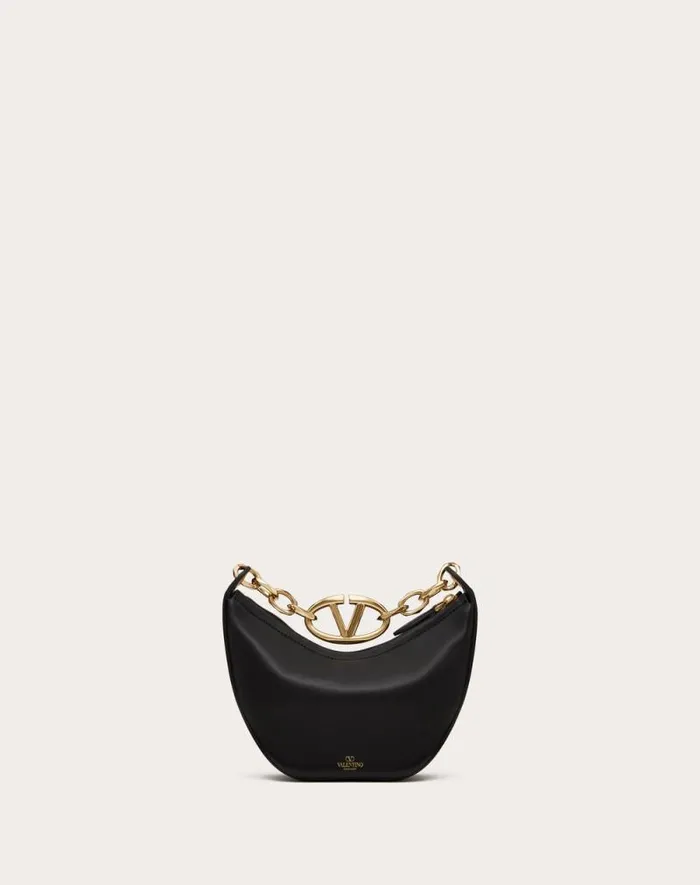 Valentino Shoulder Bags Woman Vlogo Moon Mini Hobo Bag In Nappa Leather With Chain For Woman In Ivory Ivory