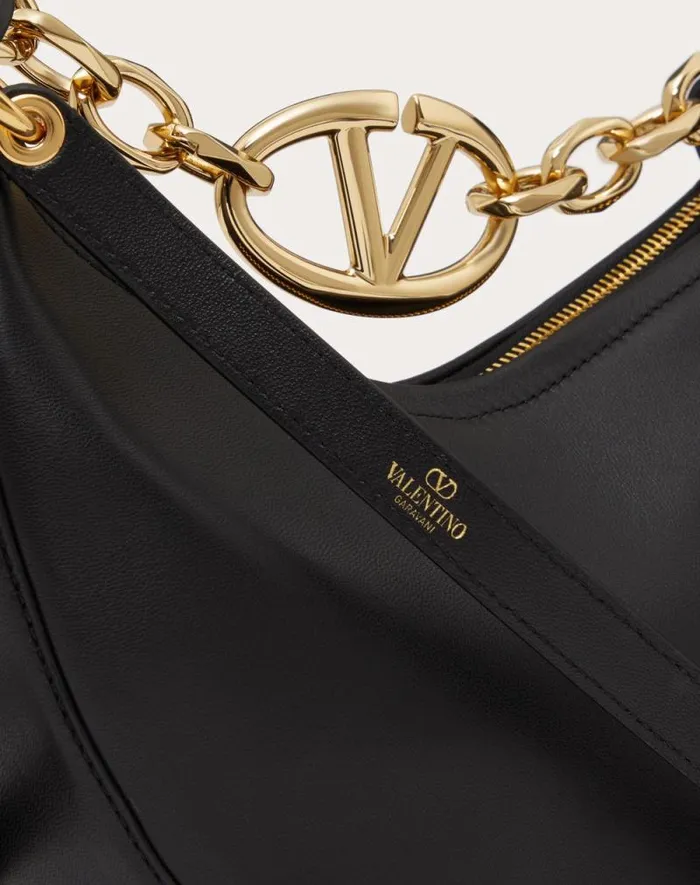 Valentino Shoulder Bags Woman Vlogo Moon Mini Hobo Bag In Nappa Leather With Chain For Woman In Ivory Ivory