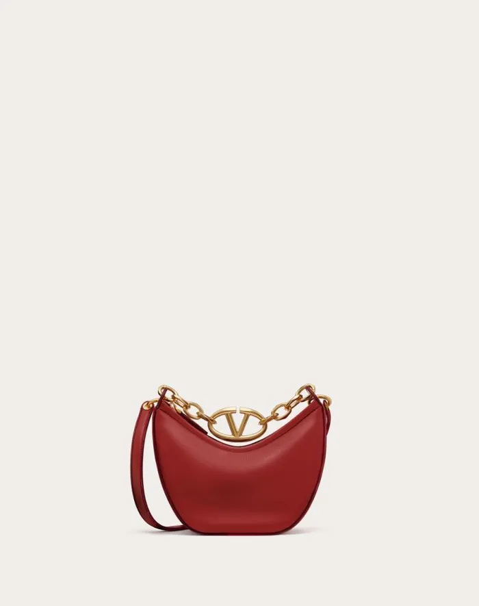Valentino Shoulder Bags Woman Vlogo Moon Mini Hobo Bag In Nappa Leather With Chain For Woman In Ivory Ivory